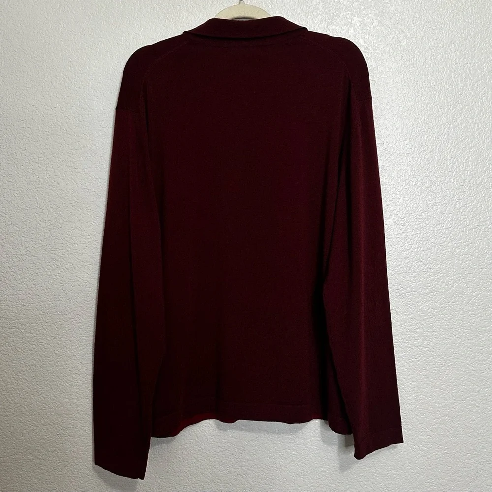 Banana Republic Stretch Merino Blend Maroon Men's Long Sleeves Polos, Size XL